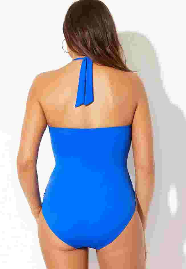 V-Neck Halter One Piece Swimsuit image number 1