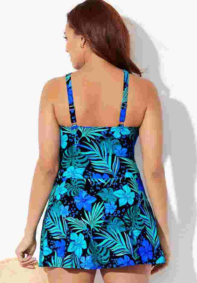 High Neck Wrap Swimdress image number 1