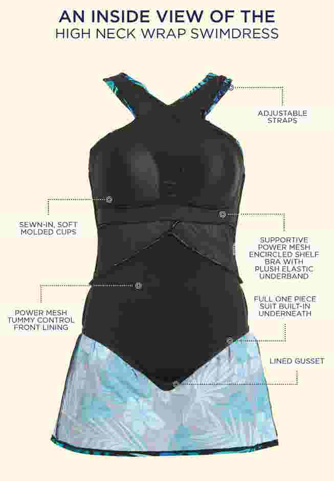 High Neck Wrap Swimdress image number 3