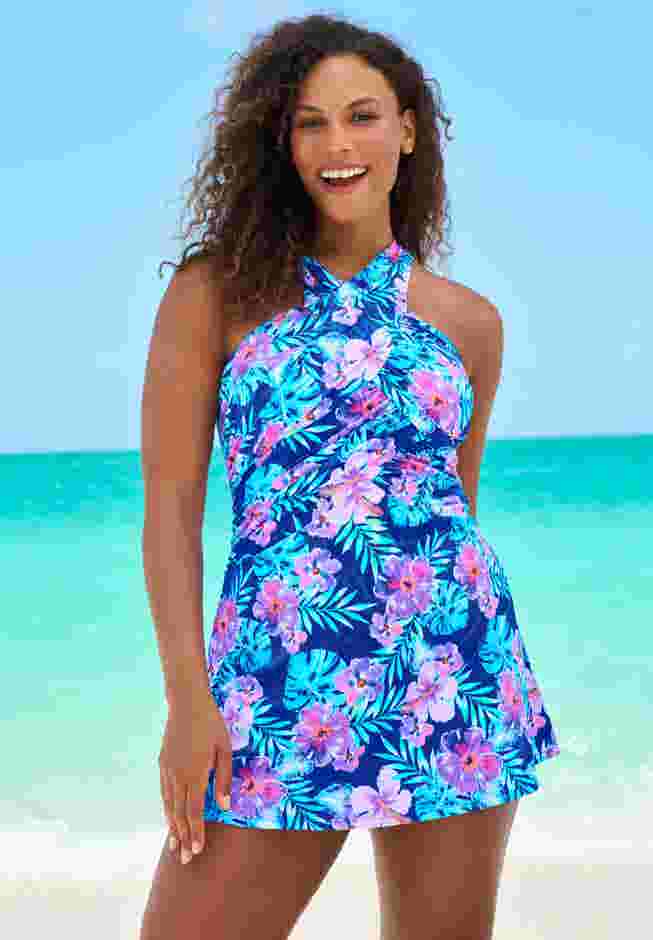 High Neck Wrap Swimdress image number 0