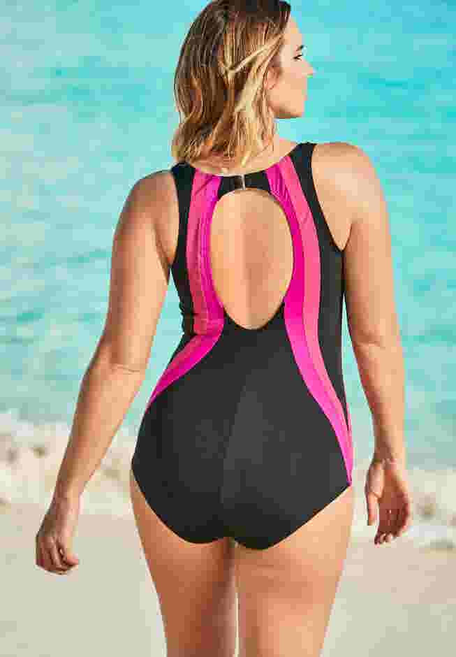 Colorblock One-Piece Swimsuit with Shelf Bra image number 1