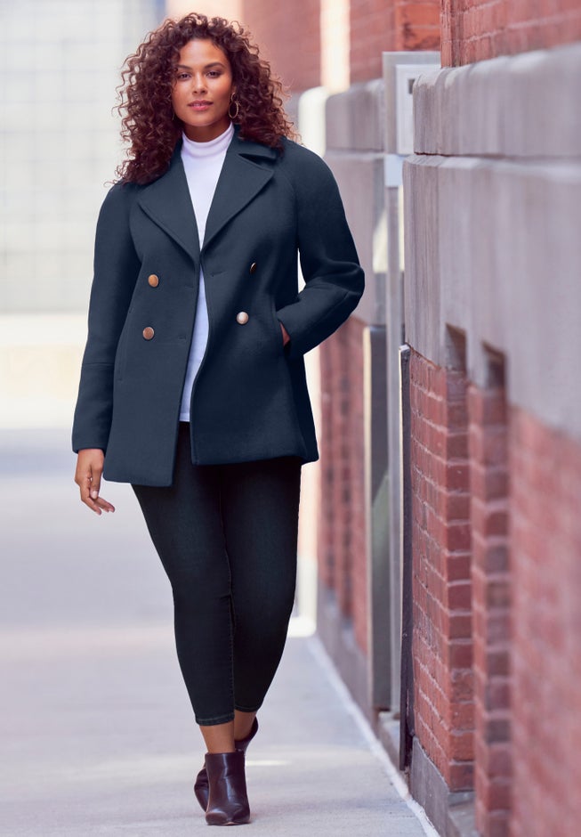 Plus Size Wool Blend A-Line Peacoat image number 5