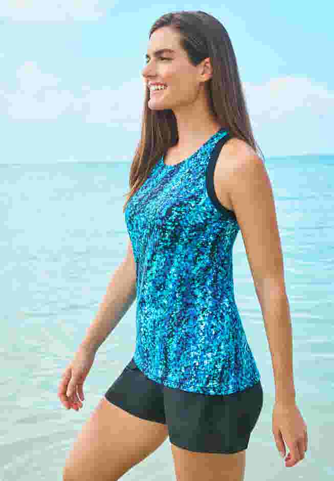 Longer-Length Racerback Tankini Top image number 2