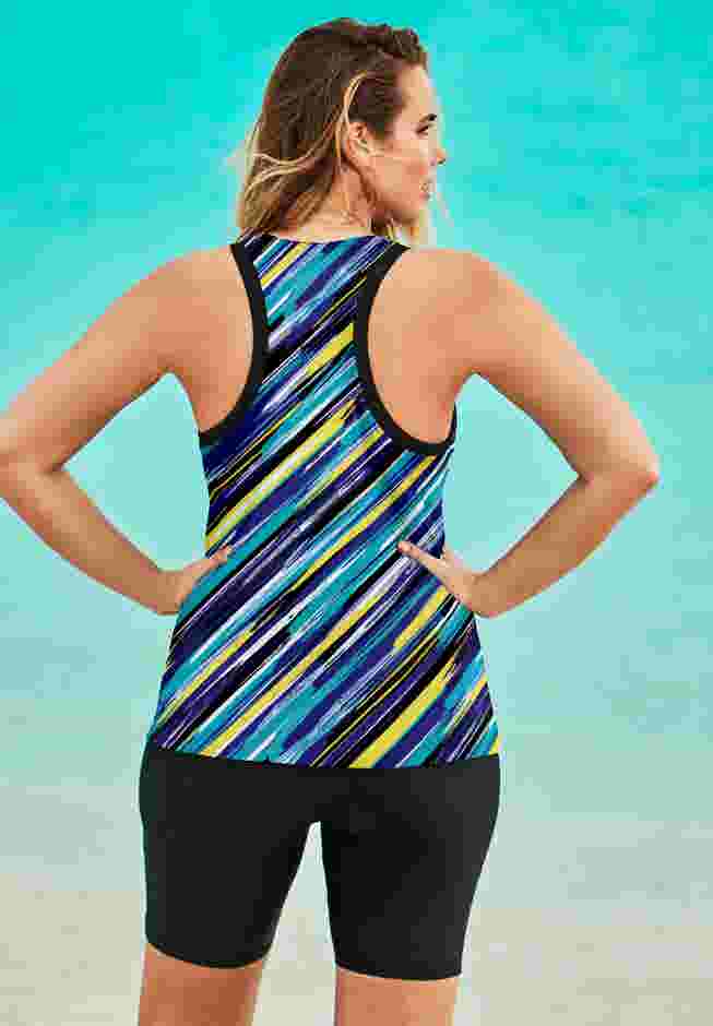 Longer-Length Racerback Tankini Top image number 1
