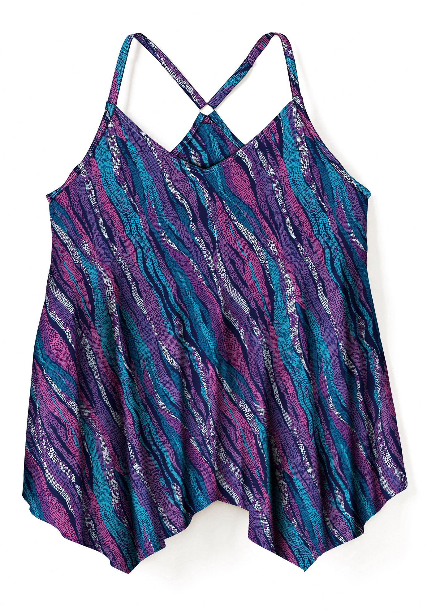 Longer-Length Mesh Tankini Top image number 3