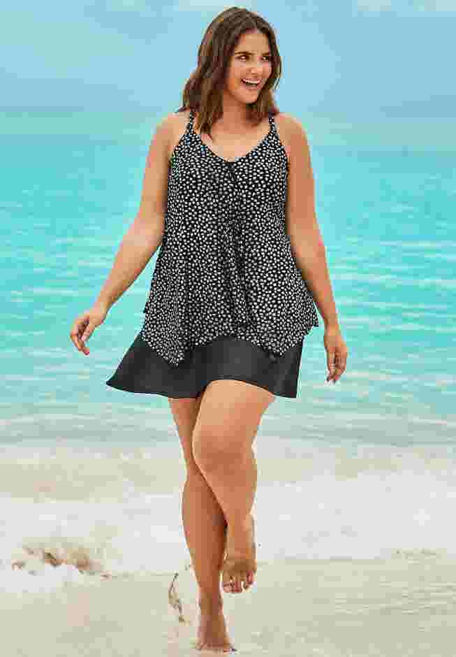 Longer-Length Mesh Tankini Top image number 2