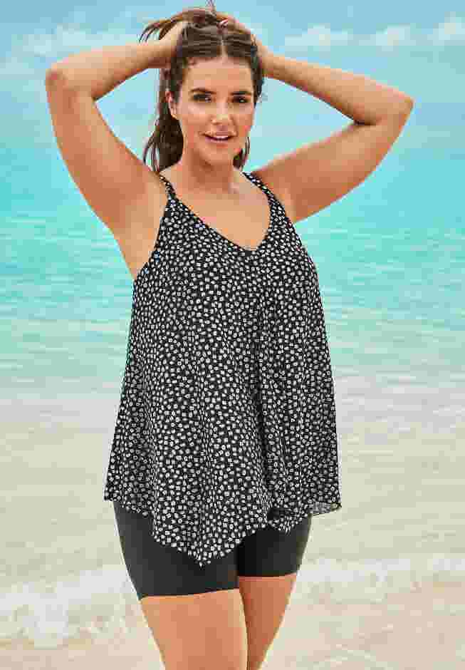Longer-Length Mesh Tankini Top image number 0