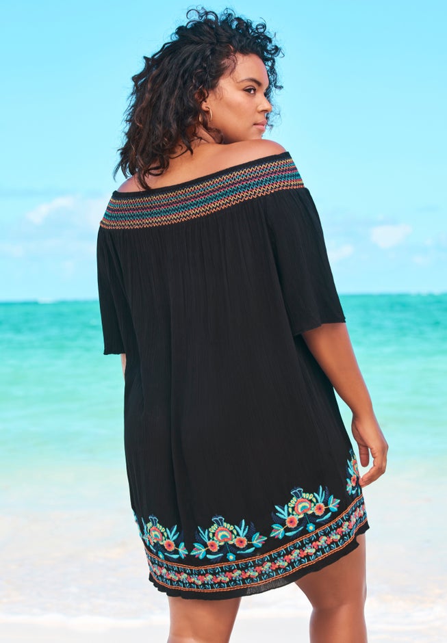 Swim 365 Off-The-Shoulder Cover Up - 26/28, White Multi Swim 365 Off-The-Shoulder Cover Up - 26/28, White Multi