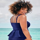 Underwire Shirred Ring Bandeau Tankini Top image number null