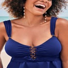 Underwire Shirred Ring Bandeau Tankini Top image number null