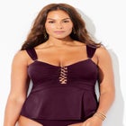 Underwire Shirred Ring Bandeau Tankini Top image number null