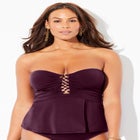 Underwire Shirred Ring Bandeau Tankini Top image number null