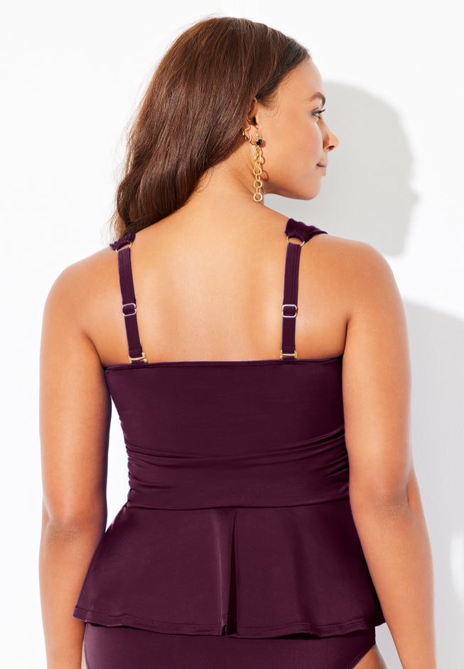 Underwire Shirred Ring Bandeau Tankini Top image number 3