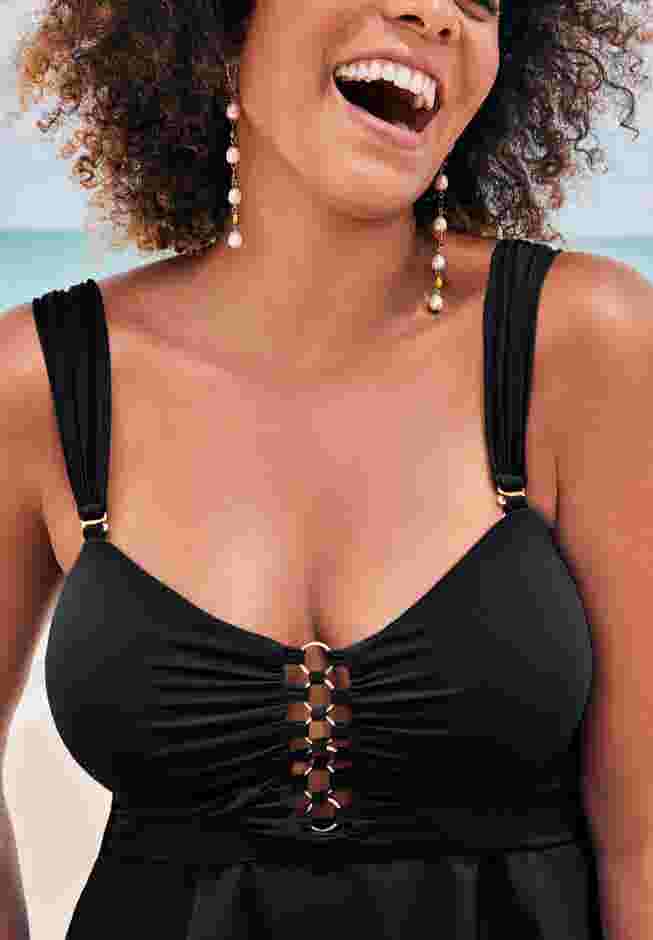 Underwire Shirred Ring Bandeau Tankini Top image number 7