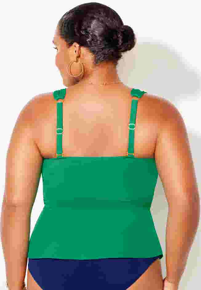 Underwire Shirred Ring Bandeau Tankini Top image number 1