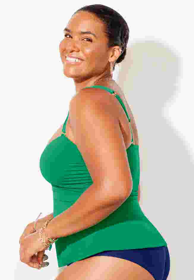 Underwire Shirred Ring Bandeau Tankini Top image number 2
