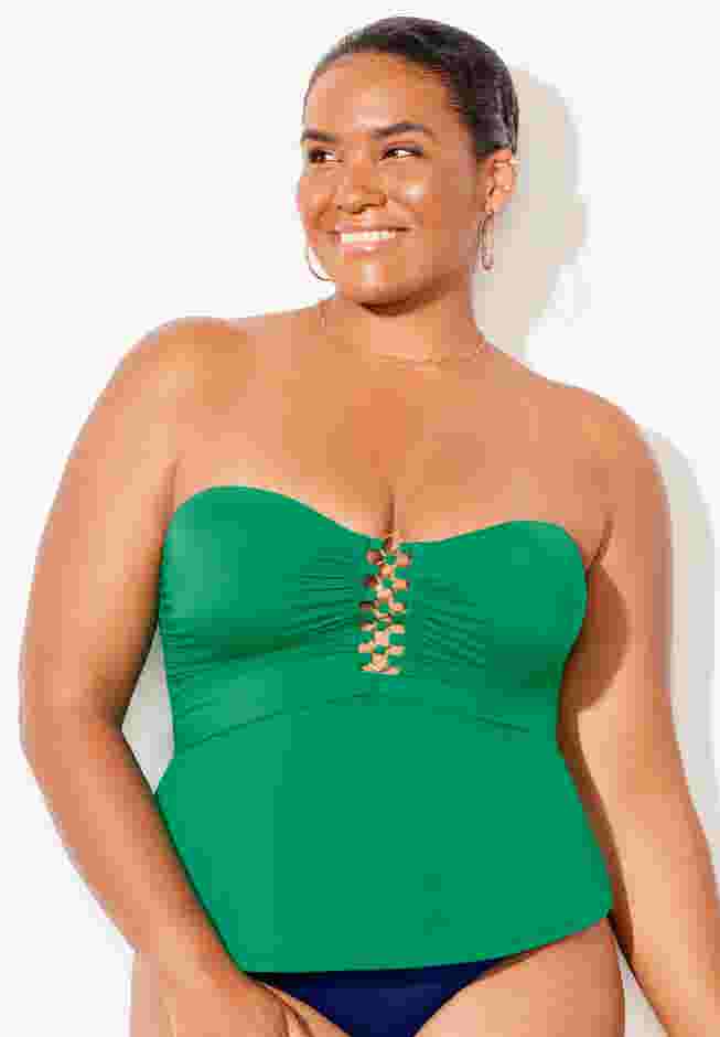 Underwire Shirred Ring Bandeau Tankini Top image number 4
