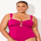 Underwire Shirred Ring Bandeau Tankini Top image number null