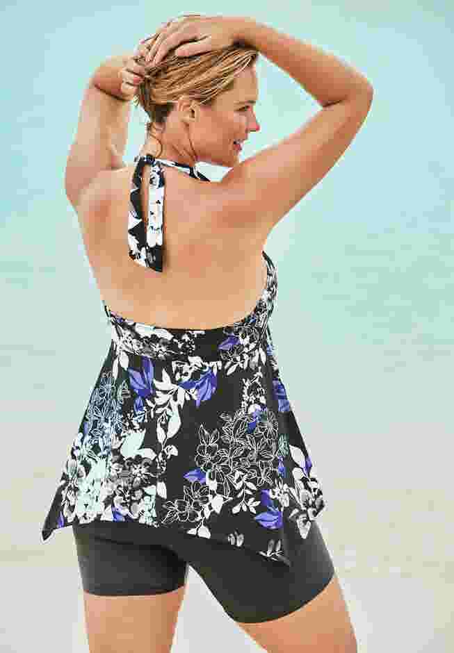 Flared Halter Tankini Top  image number 1