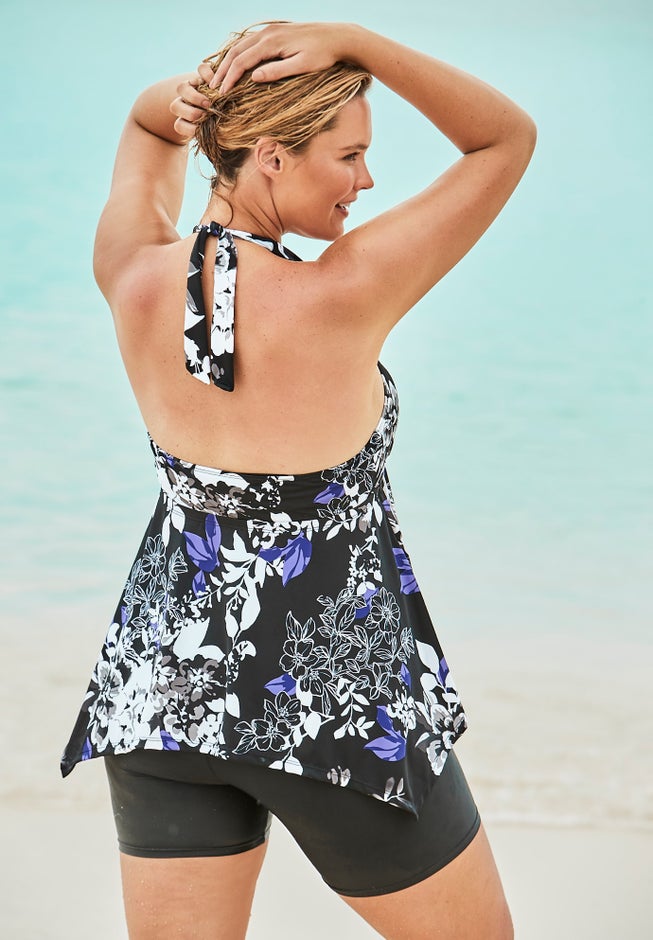Flared Halter Tankini Top image number 1