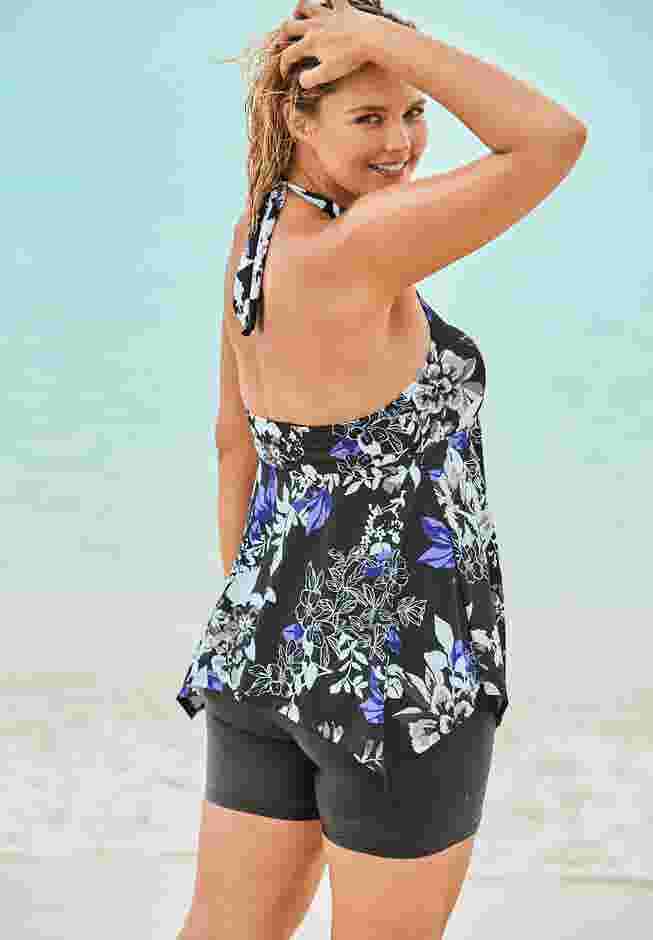 Flared Halter Tankini Top  image number 2