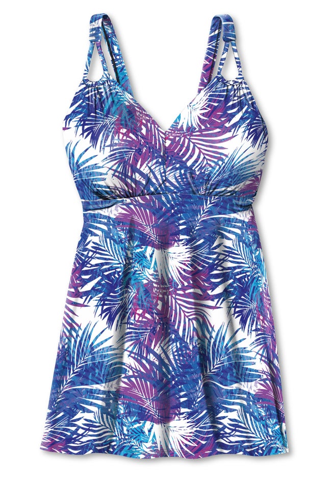 Loop-Strap V-Neck Tummy Control Two-Piece Swim Dress image number 3