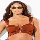 Shimmer Shirred Ring Bandeau Bikini Top image number null