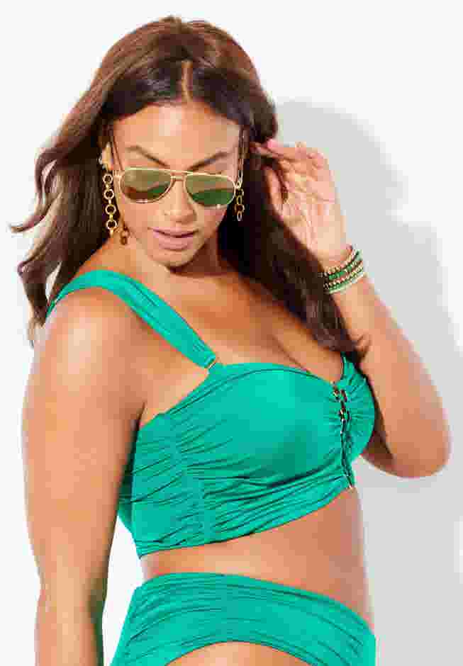 Shimmer Shirred Ring Bandeau Bikini Top image number 2