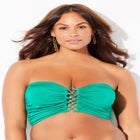 Shimmer Shirred Ring Bandeau Bikini Top image number null