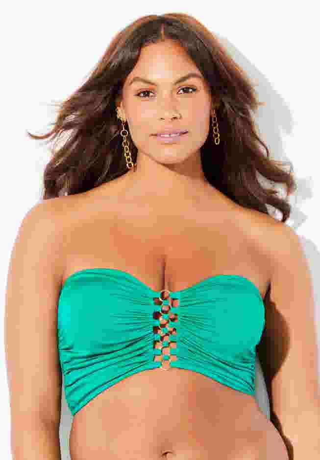 Shimmer Shirred Ring Bandeau Bikini Top image number 3