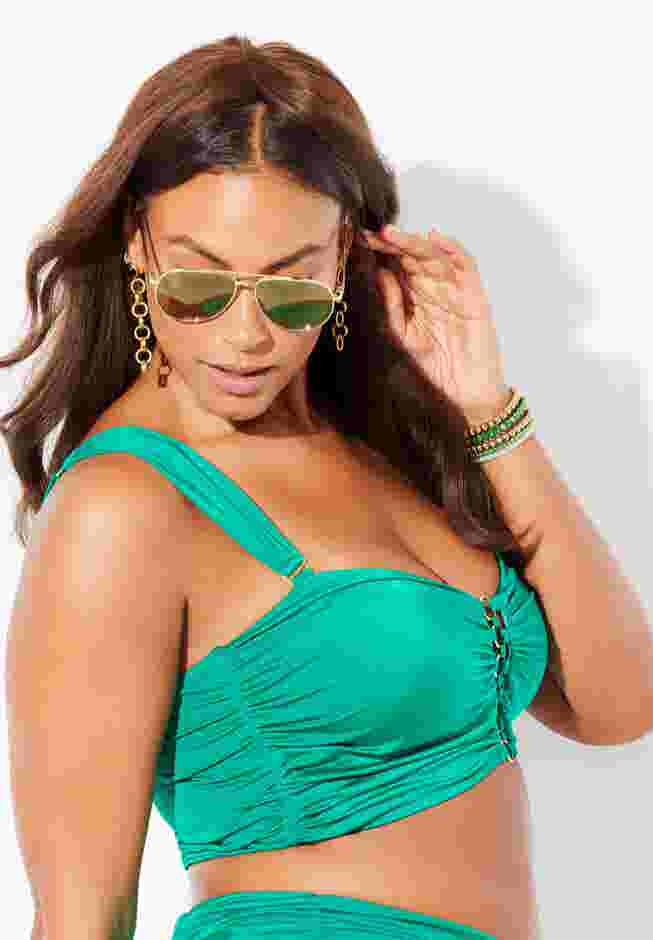 Shimmer Shirred Ring Bandeau Bikini Top image number 2