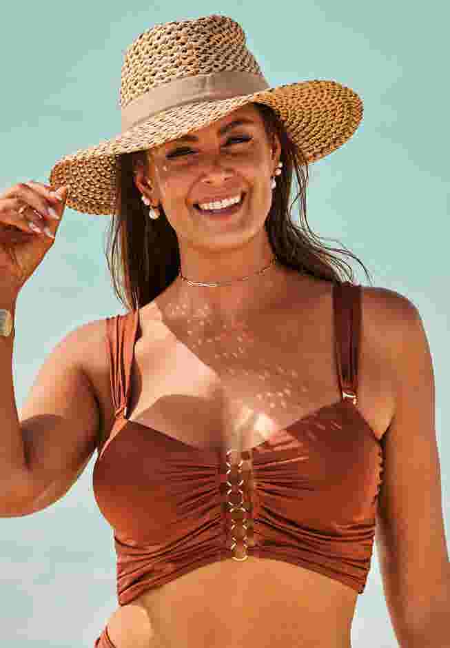 Shimmer Shirred Ring Bandeau Bikini Top image number 0