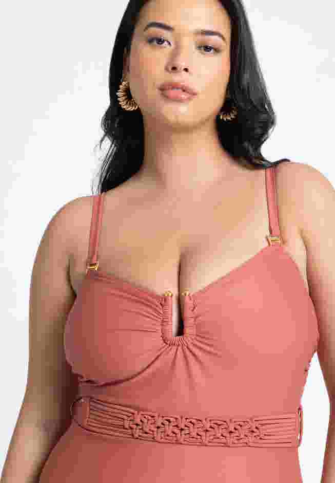 Braided Belt Strapless One Piece image number 4