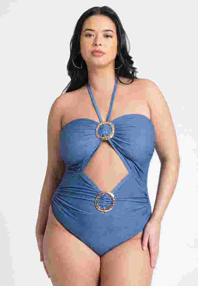 Hammered Ring Detail Denim One Piece image number 0