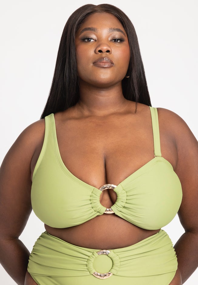 One Shoulder Ring Hardware Bikini Top image number null
