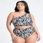 Printed One Shoulder Tankini image number null