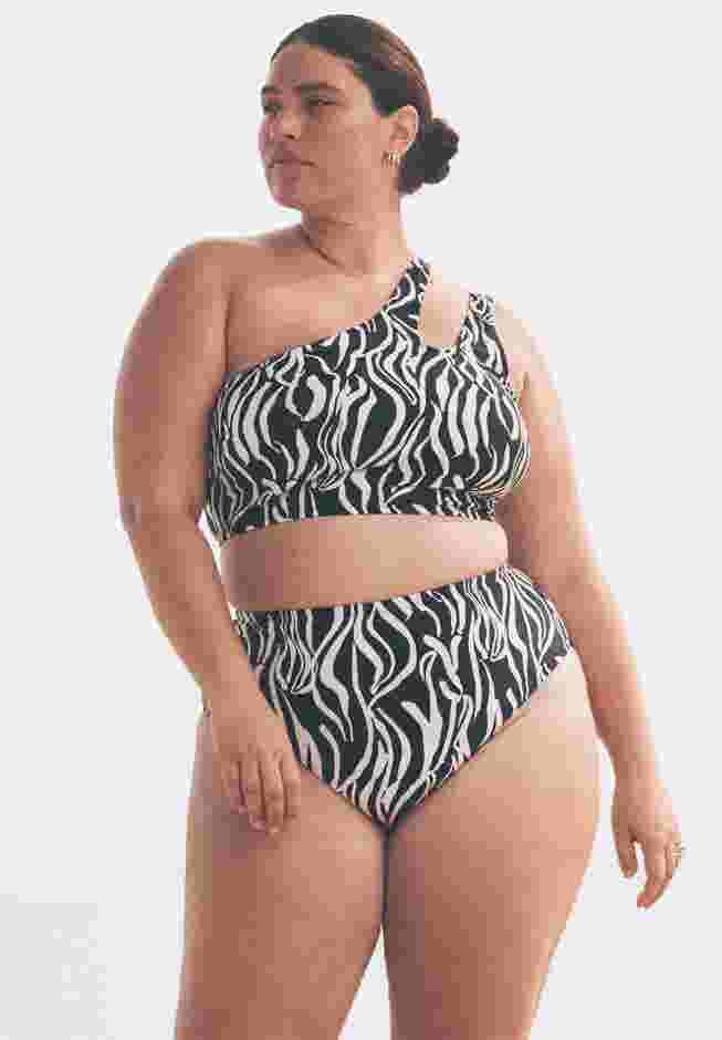 Printed One Shoulder Tankini image number 3