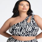 Printed One Shoulder Tankini image number null