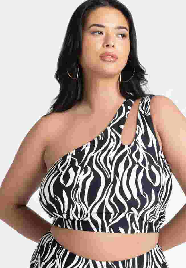Printed One Shoulder Tankini image number 0