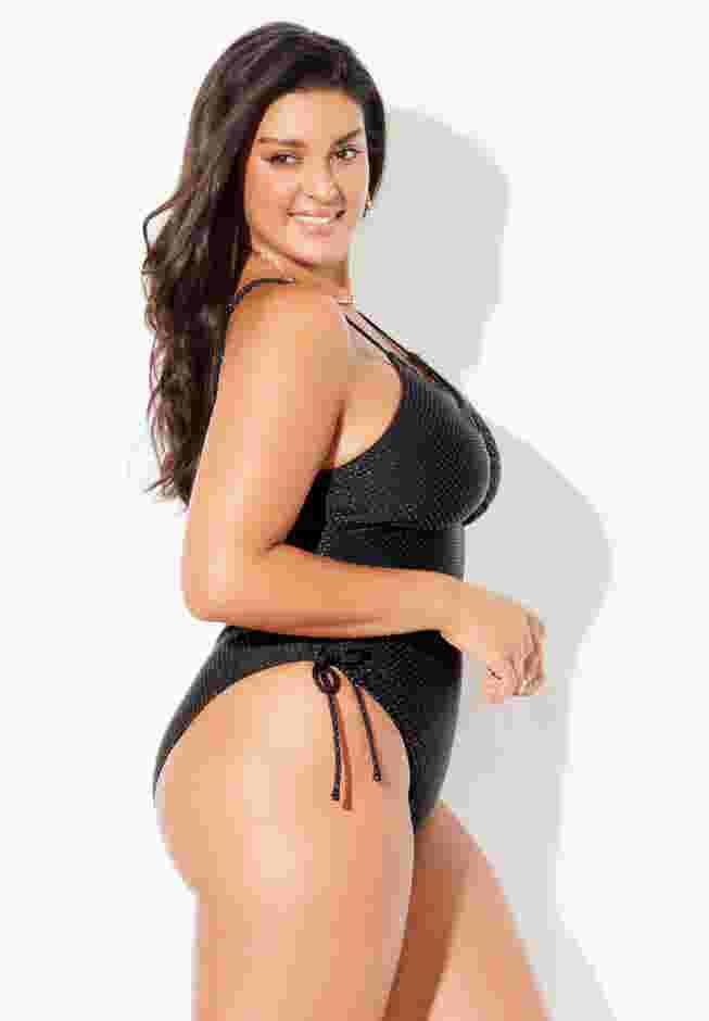 Golden Metallic Adjustable One-Piece Swimsuit image number 2