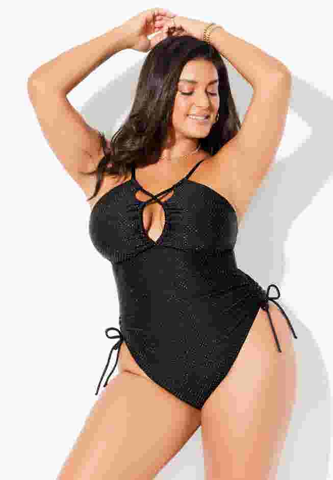 Golden Metallic Adjustable One-Piece Swimsuit image number 0