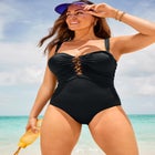 Shirred Bandeau Golden Ring One Piece image number null