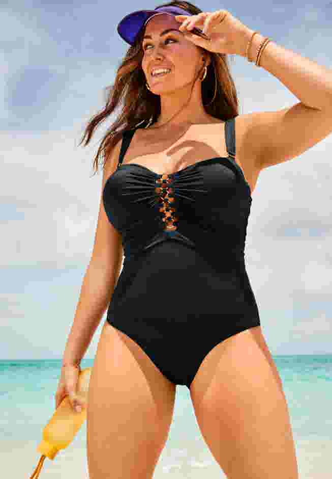 Shirred Bandeau Golden Ring One Piece image number 0