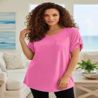 Plus Size Slub V-Neck Boyfriend Tunic Top image number 0