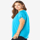Plus Size Slub V-Neck Boyfriend Tunic Top image number null