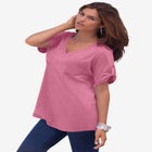 Plus Size Slub V-Neck Boyfriend Tunic Top image number 1