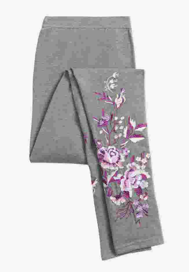 Women’s Plus-Size Stretch-Cotton Knit Pull-On Embroidered Leggings image number 5
