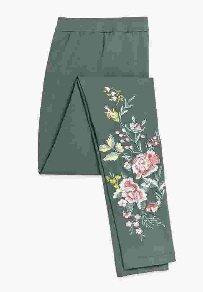 Women’s Plus-Size Stretch-Cotton Knit Pull-On Embroidered Leggings image number 6