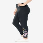 Stretch-Cotton Knit Pull-On Embroidered Leggings image number null