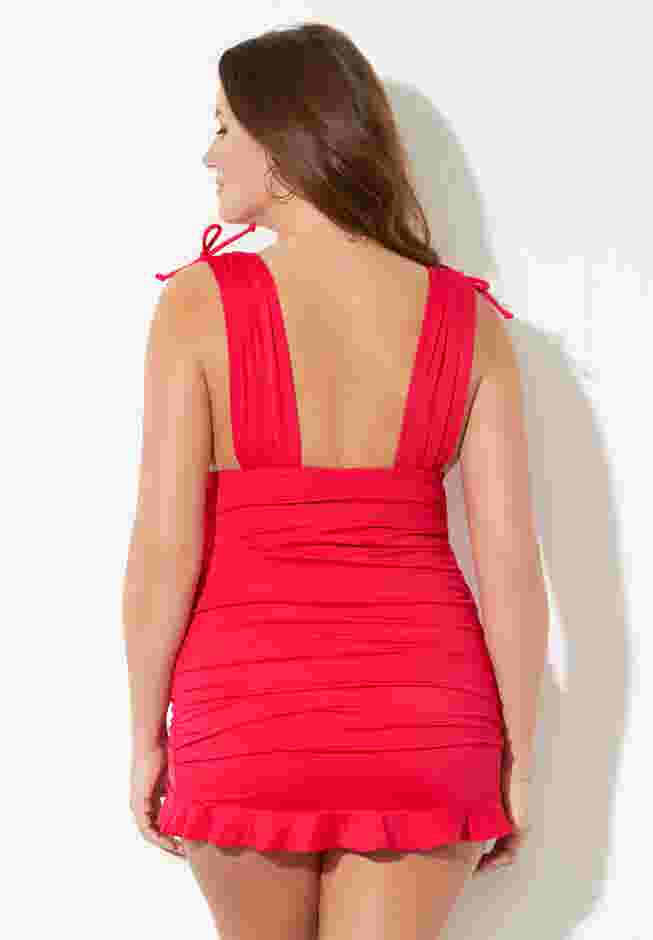 Adjustable Ruched Swimdress image number 1